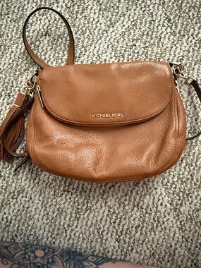 Michael Kors Tan Pebbled Leather Crossbody with Tassel